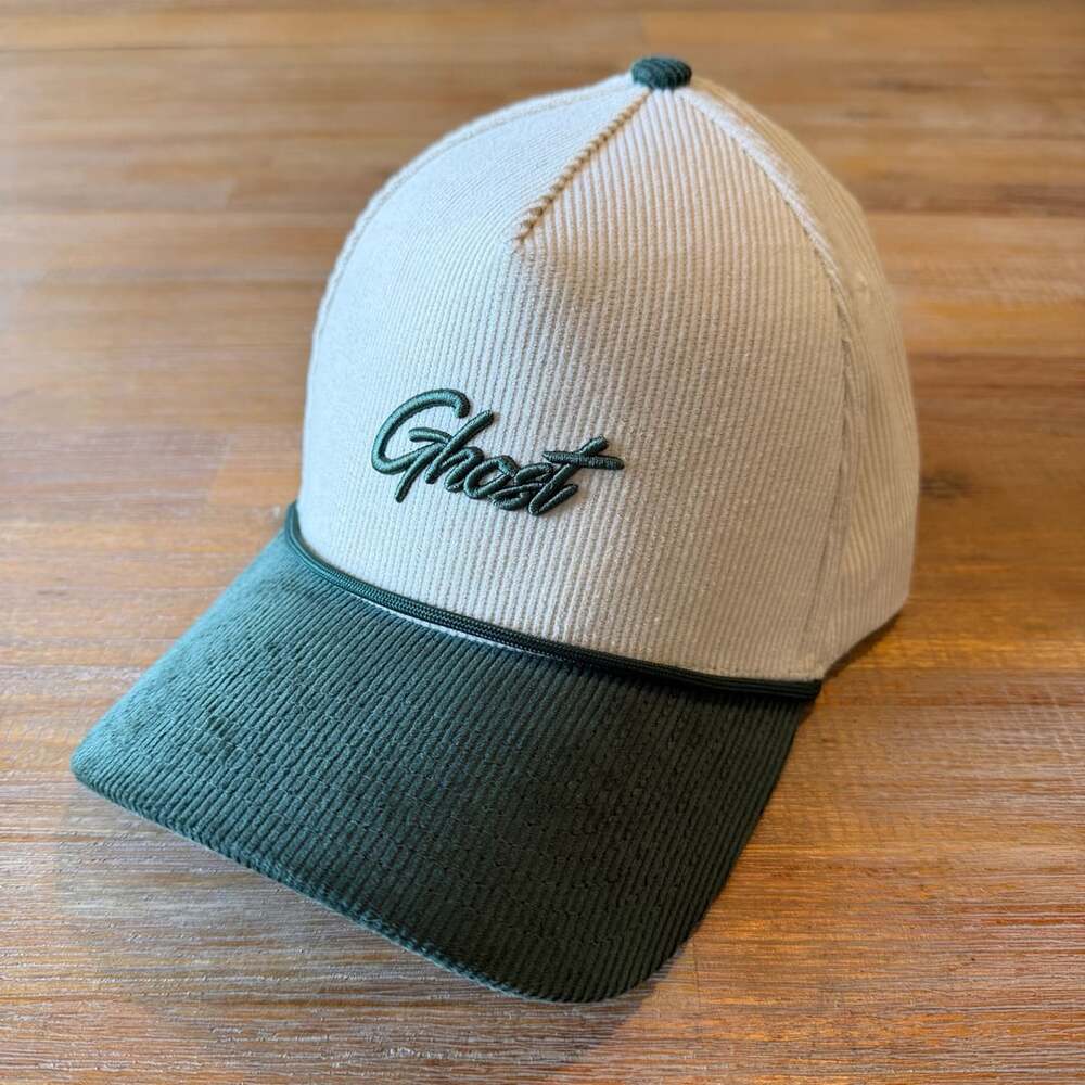 Ghost Corduroy Green/Cream Baseball Hat Snapback NWOT